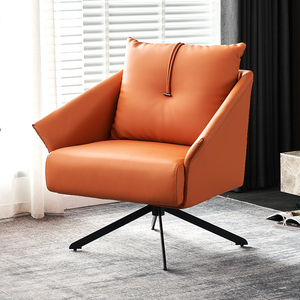 真皮单人沙发椅功能椅客厅阳台休闲椅简约现代极简旋转椅单椅羽绒