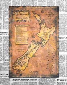 中土世界魔戒海报指环王复古地图海报 装饰画海报复古牛皮纸地图