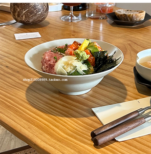 走失的blue复古敞口深碗米灰色陶瓷咖喱饭碗深餐盘作家风日式餐具