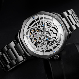 劳士顿 男士手表镂空八边形面全透明机械手表探索者系列2623