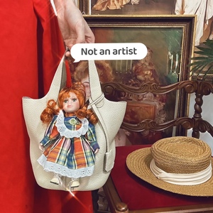 vintage欧洲古董浓汤陶瓷娃娃handmade可爱洋娃娃恶搞菜篮子包包