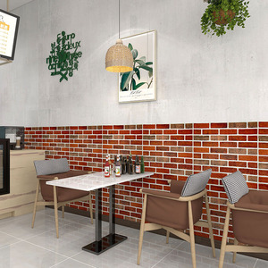 3d立体墙贴墙纸自粘商用餐饮墙围子墙裙护墙板饭店小餐馆装修壁纸