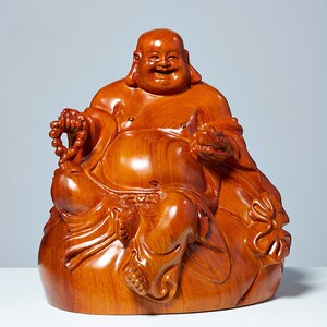 花梨木雕弥勒佛像摆件供奉实木雕刻大肚弥勒佛像红木工艺品笑佛像