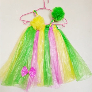 废品手工制作衣服儿童环保手工创意diy材料幼儿园亲子走秀塑料袋