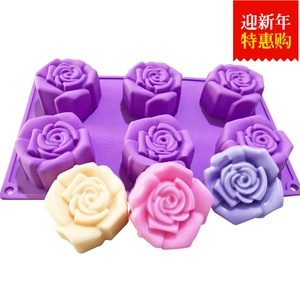 6连体玫瑰花形火锅底料牛油果DIY模具蛋糕甜品烘培模具手工皂模具