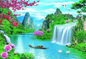 山水画大幅墙贴桂林山水风景壁画新年春节年画客厅贴纸办公室装饰
