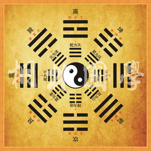 先天八卦后天八卦合图太极图复古风水现代装饰画284