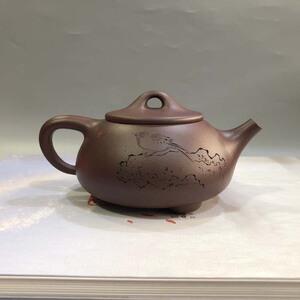 (逸茗居紫砂总汇)宜兴紫砂壶范家壶庄高工范杏华原矿老紫泥石瓢壶