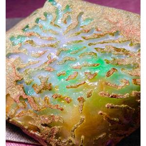 瑜瑾缅甸天然翡翠原石玉石毛料 老会卡 冰种五彩 特色手镯料 t146