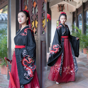 汉服出租夜弦歌豪华大袖年会演出年会绣花齐腰襦裙武侠风汉服租赁