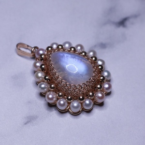 月光石水滴吊坠手工