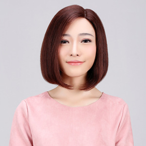 100%真人发丝女士短直发波波头偏分斜刘海bobo头8939a假发h01931