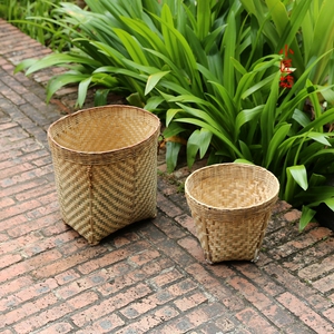 手工编织竹箩筐云南红河竹编制品家用杂货收纳茶叶箩超市陈列展示