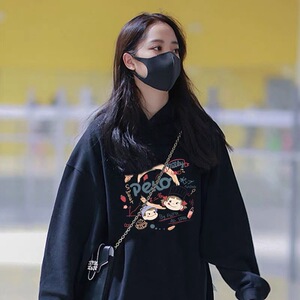 moco soret代购杨幂同款卫衣秋冬季韩版加绒加厚宽松连帽上衣女潮