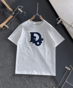 迪奥dior ityor 老花字母贴布刺绣圆领纯棉短袖休闲宽松t恤男女款