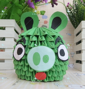 浩博愤怒的小猪手工折纸作业立体益智礼品三角插材料包半成品热销