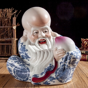 寿星公摆件祝寿礼品景德镇陶瓷神像老寿星送父母老人长辈生日礼物