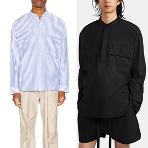 fog 6th第六季fear of god高街pullover条纹henley亨利领长袖衬衫