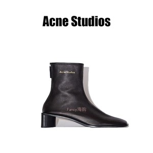 正品代购 Acne Studios 经典羊皮靴拉链方跟袜靴短筒靴子方头短靴