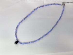 韩国代购蓝紫色系天然黑玛瑙珠项链