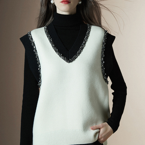 羊毛背心女宽松