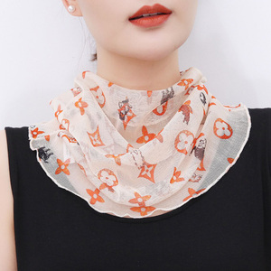 包邮春夏女桑蚕丝围脖真丝网眼防晒脖套套头围巾围脖假领