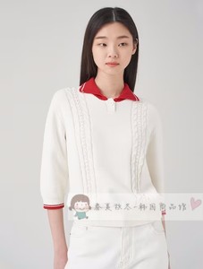 滨波BEAN POLE韩国商品23S/S棉混纺拼色7分袖针织衫 BF3251C020