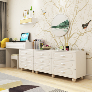 梳妆台卧室现代简约电脑一体桌组合欧式多功能伸缩翻盖烤漆化妆柜