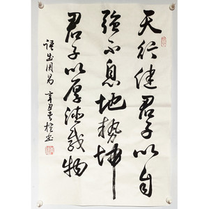 天行健君子以自强不息地势坤君子以厚德载物方形书法作品字画手写