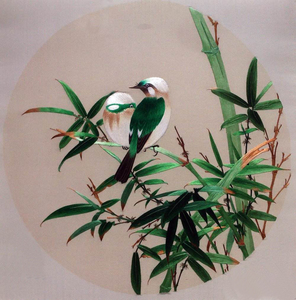 [包邮]苏绣刺绣diy套件初学 竹子小鸟 针迹扫描图 手工刺绣装饰