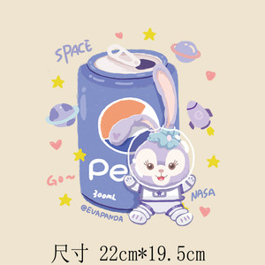 卡通百事太空可乐兔子爆款ins热转印创意印花图案贴服装烫画烫图