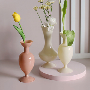 现代北欧法式乡村风格高脚玻璃花器高颜值小仙女花瓶茶几桌面摆件