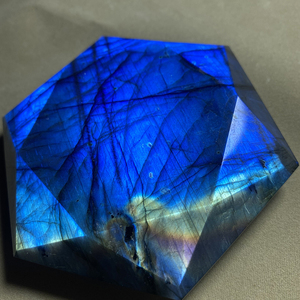 天然拉长石大卫之星六芒星深海蓝色月光石摆件吊坠民族风情侣生日