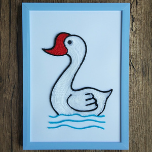 幼儿园手工课材料包毛线扣子粘贴画a4尺寸创意新奇diy玩具 大白鹅