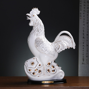 德化白瓷大号陶瓷公鸡摆件招财装饰鸡瓷器十二生肖雄鸡摆设工艺品