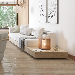 日式实木沙发原木风民宿卡座家用侘寂风地台沙发北欧风现代榻榻米