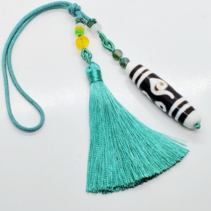 玛瑙材质真品西藏天珠法螺四眼图腾白化白芯至纯工艺汽车挂件饰品