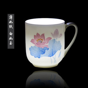 醴陵瓷器 釉下五彩手绘 薄胎茶杯会议用杯 公司活动礼品定制