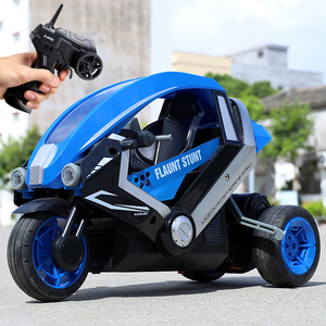 大号三轮遥控摩托车充电动儿童玩具高速漂移特技翻滚车男孩rc赛车