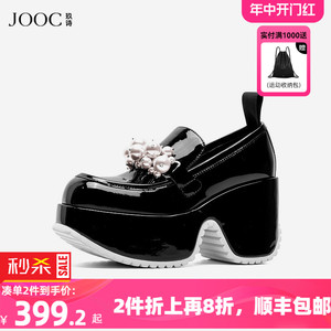 JOOC玖诗乐福鞋女春夏新英伦风厚底小皮鞋增高复古气质单鞋子6516