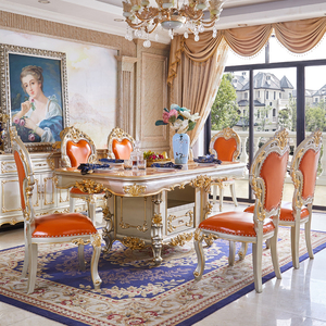 欧式餐桌椅组合实木长方形大理石饭桌8人别墅大户型2.2米吃饭桌子