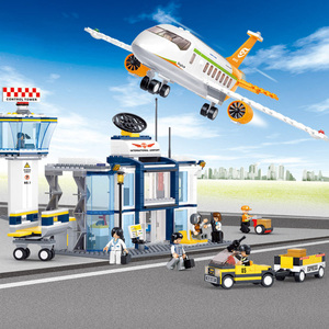 中国积木男孩子航空民用飞机组合空中巴士儿童礼物玩具模型拼装