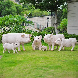 仿真家猪花猪小猪摆件餐厅雕塑假的动物摆设模型花园林庭院子装饰