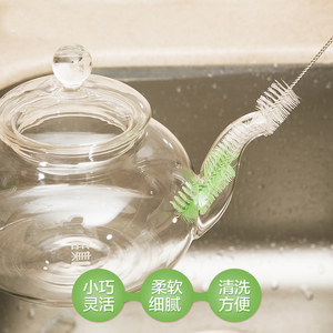 日本KM长柄杯刷瓶刷毛刷清洗杯子刷厨房简易耐用茶壶嘴清洁小刷子