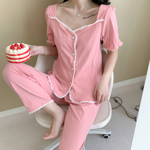 粉色睡衣女可爱粉春秋