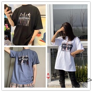 balenciaga/巴黎世家 20ss 胸前人像乐队印花图案圆领短袖男女t恤