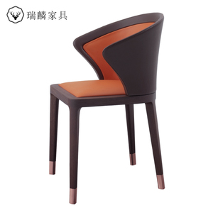 现代轻奢实木餐椅个性布艺设计师有扶手洽谈咖啡厅椅子舒适靠背椅