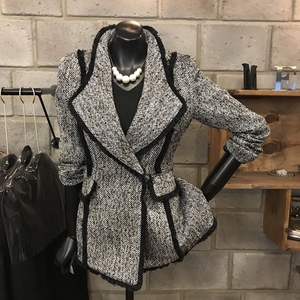 气质灰2018秋季新款女装chic西装女修身夹克短款格子羊毛呢子外套