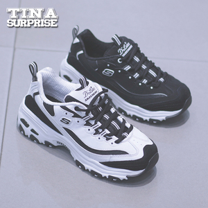 skechers/斯凯奇女鞋 d'lites新款熊猫鞋复古增高厚底老爹鞋13148