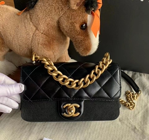 香奈儿chanel大都会风琴包黑金小号单肩斜挎女包二手闲置